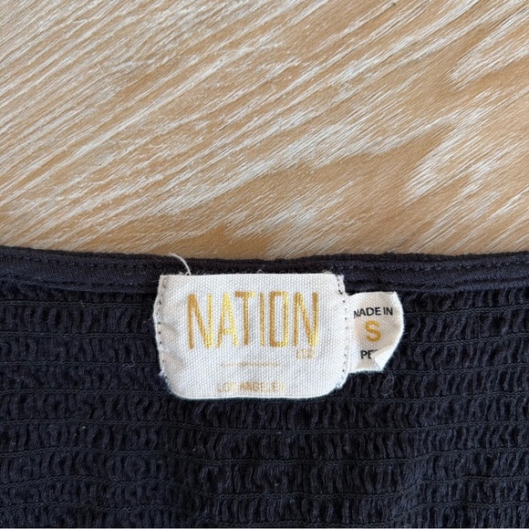 Nation LTD Bianca Smocked 80's Puff Sleeve Tee Black - Picture 7 of 9